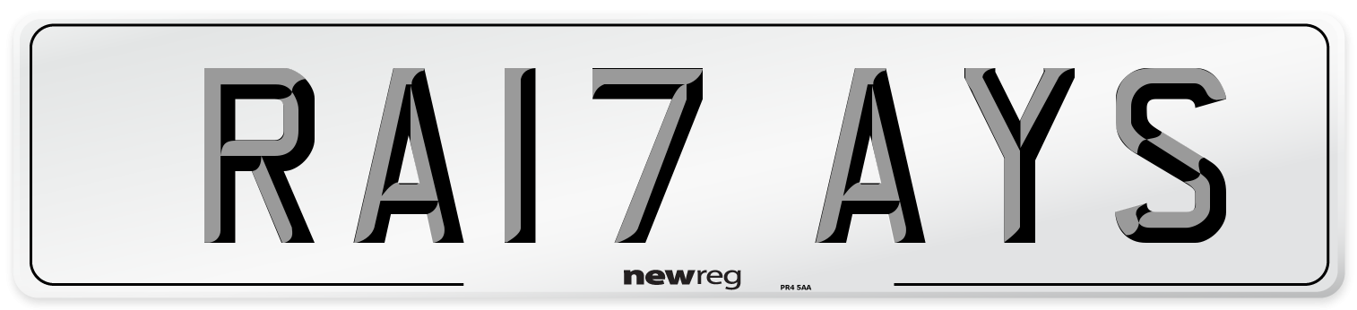 RA17 AYS Number Plate from New Reg